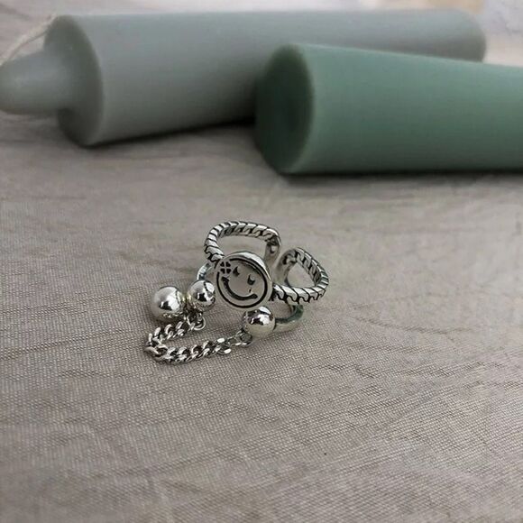 🙂 Smilie face ring with a chain ⛓ - Picture 5 of 5